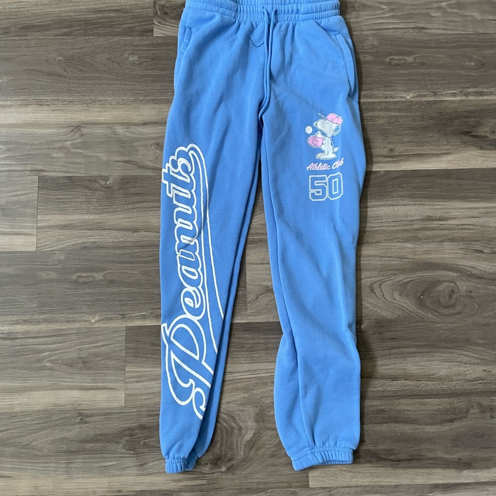 Peanuts Blue Sweatpants with Elastic Waistband